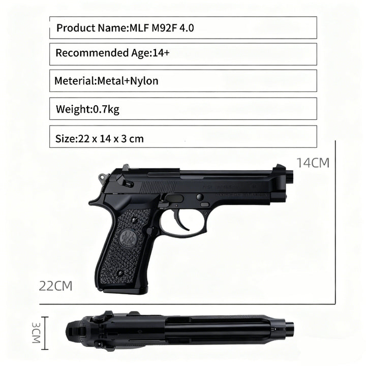 MLF Beretta M92F Black Gel Blaster Pistol